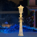 5FT Lighted Lamp Post with Bowknot Christmas Decorations, Pre-lit Holiday Decor with 110 Warm White LED Lights for Xmas Outdoor Indoor Decor Lighted Holiday Displays - Image 10
