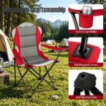 2 Pack Heavy Duty Folding Camping Chairs 330 LBS Capacity, 600D Oxford Padded Portable Outdoor Lawn Chairs with Cup Holder & Carry Bag -Red - Image 5