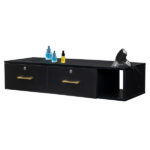 15cm E0 particleboard with hemp surface, two draws and three holes with lock, salon cabinet, black