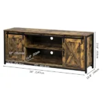 3-layer Double Barn Door with Sliding Rail X-shaped Panel TV Cabinet MDF with Triamine Retro Brown - Image 2