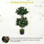 Set of 2 36" Artificial Boxwood Topiary Trees with Flowers, Indoor Outdoor Faux Plants - Image 4