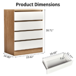 Handle-Free 4-Drawer Storage Cabinet Color-Block Drawer Dresser 23.62*14.96*30.71in Wood-Tone Cabinet Body + White Drawer Fronts - Image 5