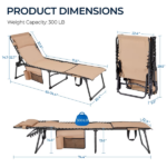 Outdoor Folding Adjustable Tanning Chair with Face Hole, Beige - Image 2