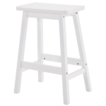 Same Code 38873429 2pcs Pine Wood Saddle Seat Bar Stool White - Image 3