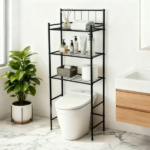 Over the Toilet Storage, 3-Tier Over Toilet Storage Rack for Bathroom, Metal Bathroom Organizer Shelves Over Toilet, Black - Image 5