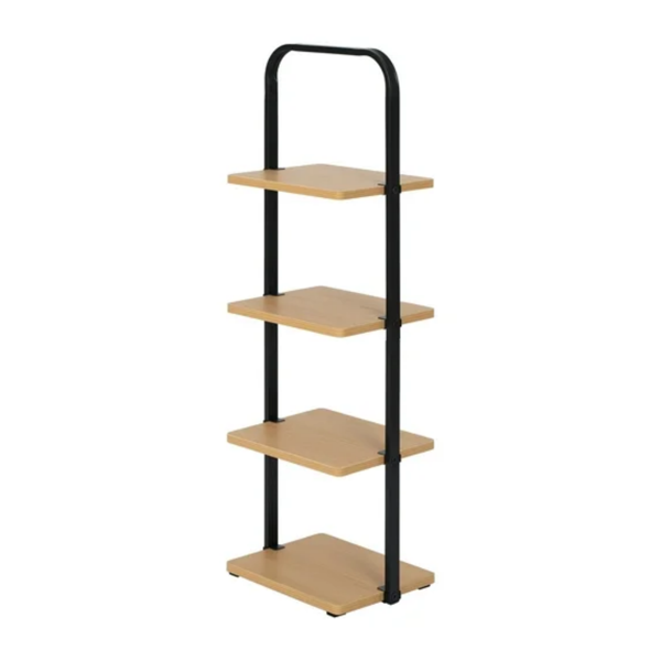 4-Tier Wooden Shoe Ladder for Shoe Storage, Black and Light Honey Wood, Holds up to 4 Pairs (Shipment from Walmart)