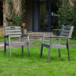 HDPE Outdoor Terrace Dining Chair Set, low maintenance - for gardens, backyards and decks - grey (backrest) - Image 7