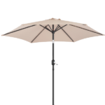 9ft Patio Umbrella, Outdoor Market Umbrella with Push Button Tilt, Crank Handle, 6 Sturdy Iron Ribs, UPF 50+ Waterproof Solution-Dyed Polyester Canopy, for Garden, Deck, Backyard, Poolside, Beige - Image 7