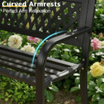 49in PVC Tulip Backrest Iron Bench Black - Image 12