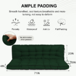Outdoor Swing Cushions 70 Inch, Waterproof 4" Thick Porch Swing Cushion Replacement with Backrest and Ties, Comfortable 2-3 Seat Pation Swing Pad for Backyard, Garden, Lawn, Outdoor Furniture dark green - Image 3
