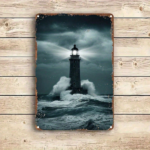 CIFbuy 1pc Vintage Nautical Lighthouse Metal Sign, Foil Carved Wall Art, Decor For Home Kitchen Cafe Bar ikTok, ikTok, Self- Ackup LogiopBarl Art - Image 4