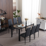 4pcs Elegant Assembled Stripping Texture High Backrest Dining Chairs Black Replace encoding 13028198-18410366 - Image 48
