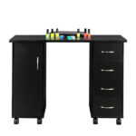 Double Edged Manicure Nail Table with Drawer Black - Image 8