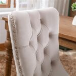 Modern, High-end Tufted Solid Wood Contemporary Velvet Upholstered Dining Chair with Wood Legs Nailhead Trim 2-Pcs Set,Beige, SW2001BG - Image 7
