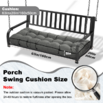 Outdoor Bench Cushion, 63 × 20 × 4 Inch, Tufted Waterproof Swing Cushion with Ties, for Patio Bench or Window Seat - Image 5