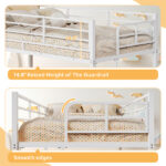 White Twin Bunk Bed Square Tube High Guardrail Side Ladder Opening Iron Bed - Image 7