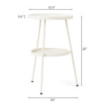 Patio Small Side Table, Round 2 Tier End Table, Metal Round Coffee Table for Indoor Outdoor, Cream White - Image 8