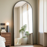 71"x26" Arched Full Length Mirror with Stand Aluminum Frame Floor Mirror for Bedroom,Black (Shipment from Walmart)