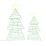 Set of 2 Lighted Metal Christmas Tree Yard Decorations, Pre-lit Holiday Decor with 150 Green and Warm White LED Lights for Xmas Outdoor Indoor Decor Lighted Holiday Displays - Image 13