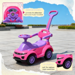 Pink 3-in-1 Kids Ride-On Push Car: Stroller Sliding Car with Horn, Music, Lights & Secure Bar – Toddler Toy for 18-36 Months Old - Image 5