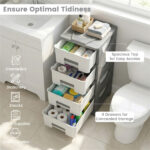 4-Drawer Compact Plastic Storage Cabinet Vertical Organizer for Bedroom Bathroom Office - Image 9