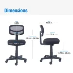 Mesh Task Chair with Plush Padded Seat, Teens and Adult, Black/Black - Image 5