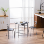 Same Code 67657426 PVC Breakfast Table (One Table and Two Chairs) Black - Image 36