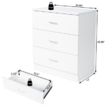 3-Drawer Tall Cabinet Particleboard Bedside Table with Textured Melamine Finish White - Image 14