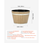 Set of 4 Large 11.81-inch Whiskey Barrel-Style Planters with Drainage Holes, Durable Plastic Flower Pots for Indoor and Outdoor Use, Rustic Brown Design for Gardens, Homes, and Plants - Image 2