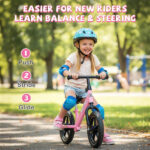 Toddler Balance Bike for 2-5 Years - Adjustable Height, 6.3LBS Lightweight & 11" Foam Tires-Pink - Image 9