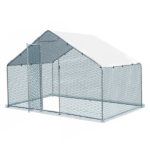 2*2*2m/6.5x6.5x6.5ft Silver Chicken Coop with Pointed Roof, 180g PE Rain Cloth, Metal Chicken and Rabbit Cage - Image 6