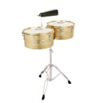 [Do Not Sell on Amazon] 13" & 14" Timbales Drum Set with Stand and Cowbell Golden - Image 21