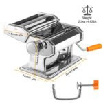 Pasta Maker Machine, 180 Roller Pasta Maker, 9 Adjustable Thickness Settings 2-in-1 Noodles Maker with Rollers and Cutter, Perfect for Spaghetti, Fettuccini, Lasagna or Dumpling Skin Silver - Image 12