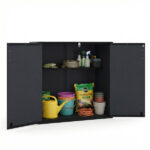 23.5 Cu.ft Outdoor Storage Shed with Lockable Door, PP HDPE Horizontal Garden Tool Cabinet - Black - Image 2