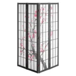 4-Panel Japanese Room Divider Screen, Wooden Folding Privacy Screen for Indoor Use, Portable Partition for Room Separation and Decoration in Home, Office, Restaurant, and (Shipment from Walmart)