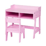Kids Study Desk and Chair Set with Storage, Pink MDF, 60.5*41.5*50cm - Image 10