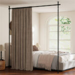 Room Divider Curtain Rod, Adjustable 28"-72"W x 4-10 ft H Heavy-Duty Partition Rod