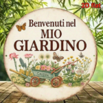 CIFbuy Vintage Welcome To My Garden Sign Italian Language, 8x8 Inch Round French Aluminum Plaque, 2D Flat Decorative Garden Wall Art TikTok, TikTok, Self-pickup Logiopics - Image 4