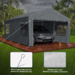 12x20 ft Carport Car Port Canopy Grey - Image 14