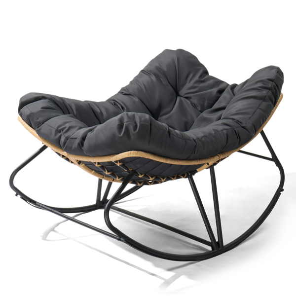 Replace 58406521 Outdoor Rocking Chair, Oversized Patio Papasan Rocker, Comfy Reading Lounge Chair Egg Chair for Indoor Use, Patio, Porch, Garden, Dark Gray