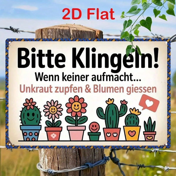 CIFbuy 1pc Vintage Metal Sign 8x12 Inch, Rustic Cactus Floral Wall Art With Please Ring Quote, 2D Flat Iron Decor For Home Garden Bar O TikTok, TikTok, ase Ring Quote Self-pickup Logiopics
