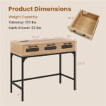35.5" Narrow Console Table with LED Lights & Power Station, 3-Drawer Entryway Sofa Table with Charging Ports - Image 5