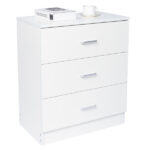 [] Modern Simple 3-Drawer Dresser Chest of Drawers for Family Room Bedroom Living Room Universal Design, White - Image 7