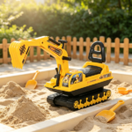 Yellow Black No Power Excavator Toy – Durable Ride On Tractors Digger Movable Scooter Walker, Basket Storage for 18-48 Months - Image 6