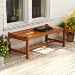 44" Teak Oil Hardwood Backless Outdoor Bench, 530 LBS Load Capacity Patio Dining Bench - Image 3