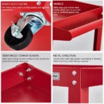 3-Tier Rolling Tool Cart Utility Cart on Wheels, 450 lb Heavy Duty Rolling Tool Cart for Warehouse, Garage, Red (Shipment from Walmart) - Image 5
