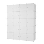 20 Cube Organizer Stackable Plastic Cube Storage Shelves Design Multifunctional Modular Closet Cabinet with Hanging Rod White - Image 6