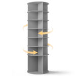 7-tier, 360° rotating wood-plastic composite shoe rack, 60*60*184cm, gray - Image 2