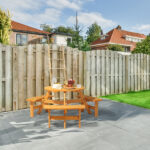 6-Person Outdoor Circular Wooden Picnic Table with 3 Built-In Benches, Outside Table and Bench Set for Porch Backyard Patio Lawn Garden - Image 9