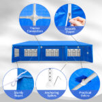 Same Code 50466833 10'x30' Outdoor Party Tent with 8 Removable Sidewalls, Waterproof Canopy Patio Wedding Gazebo, Blue - Image 9